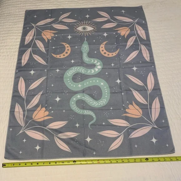 SOLD Snake tapestry all seeing eye floral moon flower wall decor stars girl gift - Picture 3 of 5